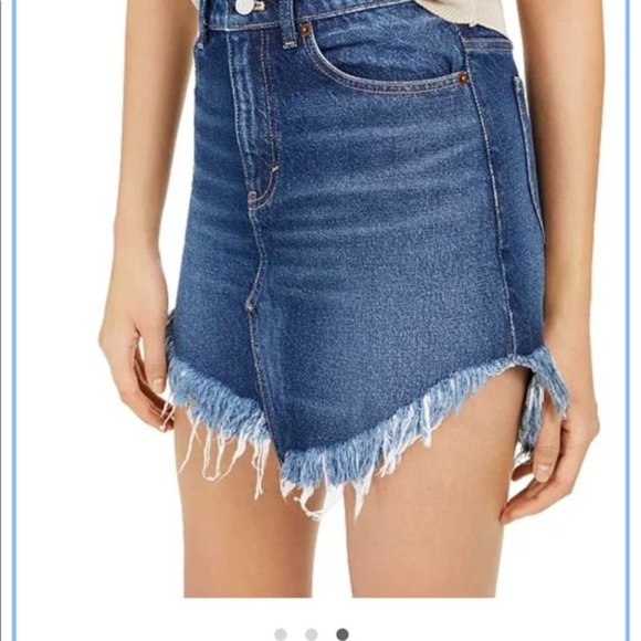 Free People Bailey Solid Denim Mini Skirt 27 NWOT - Picture 2 of 13